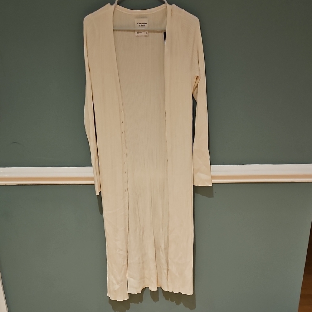 Abercrombie & Fitch Cream Long Knit Cardigan